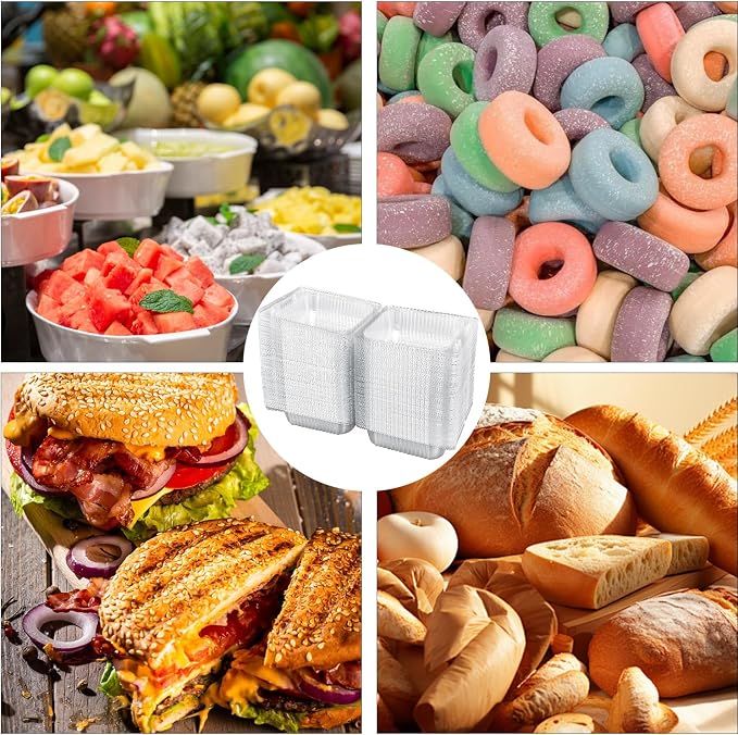 300 Pack Clam Shell Food Containers - Cake Slice Clear Take Out Food Containers - Ideal for Cake Slices, Desserts, and More Practical, Clear Plastic Containers with Lids﻿