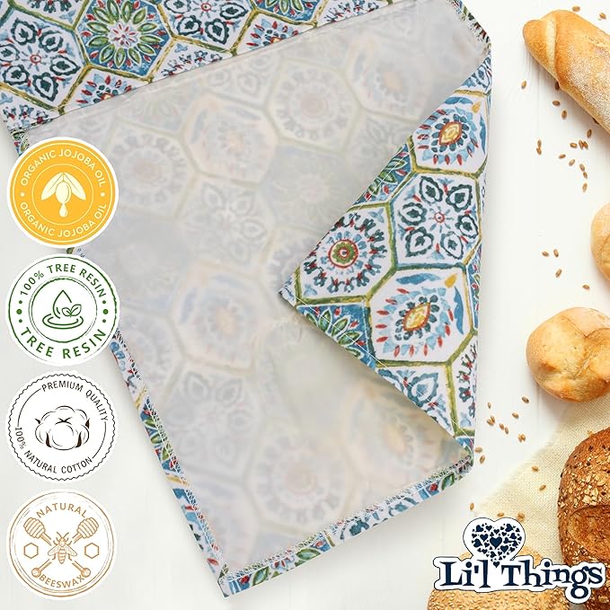 Sourdough Bread Bag – Reusable Beeswax Bread Storage Bags 2.0 (2 Sizes) for Homemade & Artisan Loaves, Cotton-Lined Bread Keeper, Plastic-Free Kitchen Storage – Suzani