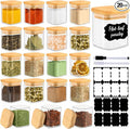 TBWIND 20 Pack 4 oz Square Glass Spice Jars with Lids and Labels – Airtight Small Seasoning Containers Set, Clear Glass Storage Jars for Seasoning, Spices, Kitchen Pantry Organization
