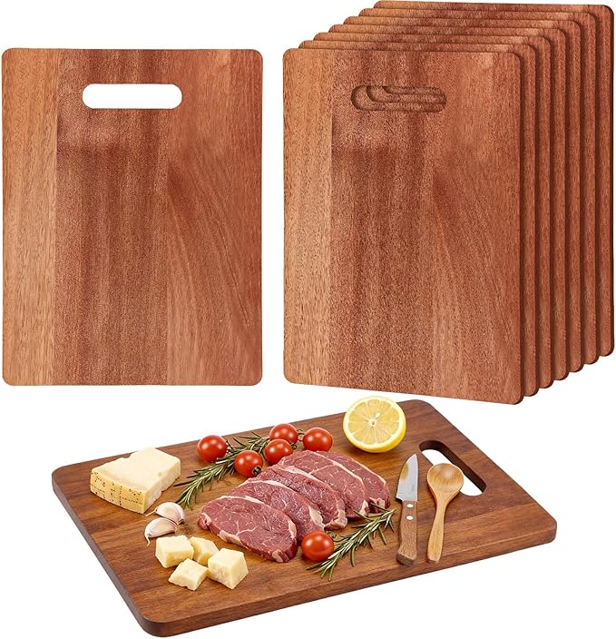 Vesici 18 Pack Bamboo/wood Cutting Board with Handles Bulk Plain Blanks Laser Engraving Chopping Board for Customized Engraving Gifts Crafts for Valentines Mother Women Gifts(Walnut,14''x11'')