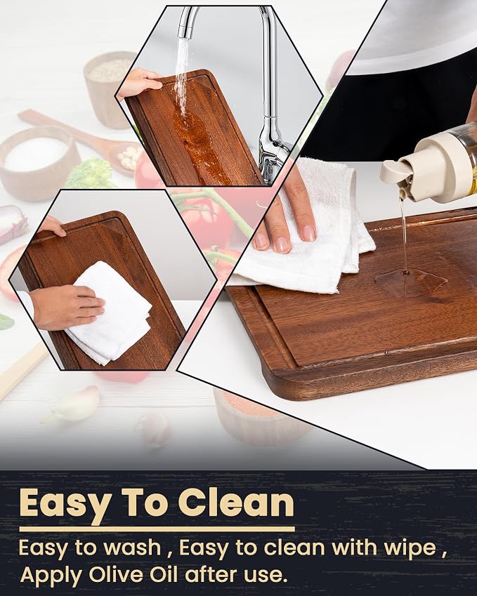 Axeman Walnut Wood Cutting Board with Juice Groove for Kitchen Countertop, Tick American Black-Walnut Wooden Chopping Board Charcuterie Board Butcher Block for Meat Vegetables, 16x10 inch