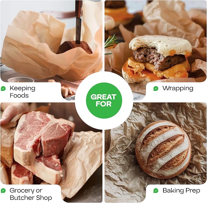 Brown Wet Wax Paper Roll 24" x 900' - USA-Made Moisture-Repellent Cooking Paper for Packing, Storing & Freezing - Heavy-Duty Food-Safe Wrapping Material for Meat, Cheese & Baked Goods by IDL Packaging