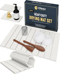 Oleex 3-Pack Stone Dish Drying Mat Set Includes 1 Large 24”x16” & 2 Small 4”x9” for Kitchen Counter-Collapsible Diatomaceous Earth Pad Absorbs Water & Dries Dishes Fast, Non-slip, Odor-Resistant Mats