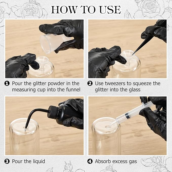 LemonRoad 15 Pcs Snow Globe DIY Tumbler Tool Kit Include Storage Box Squeeze Bottle Funnel Silicone Cup Cradle Measuring Cup Flashlight for Beginner Making Supplies Thanksgiving Day Gifts (Black)