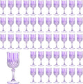 7OZ Plastic Wine Glasses, Reusable Vintage Goblets Unbreakable Drinking Glasses Crystal Water Cups Champagne for Wedding, Parties (48, Light Purple)