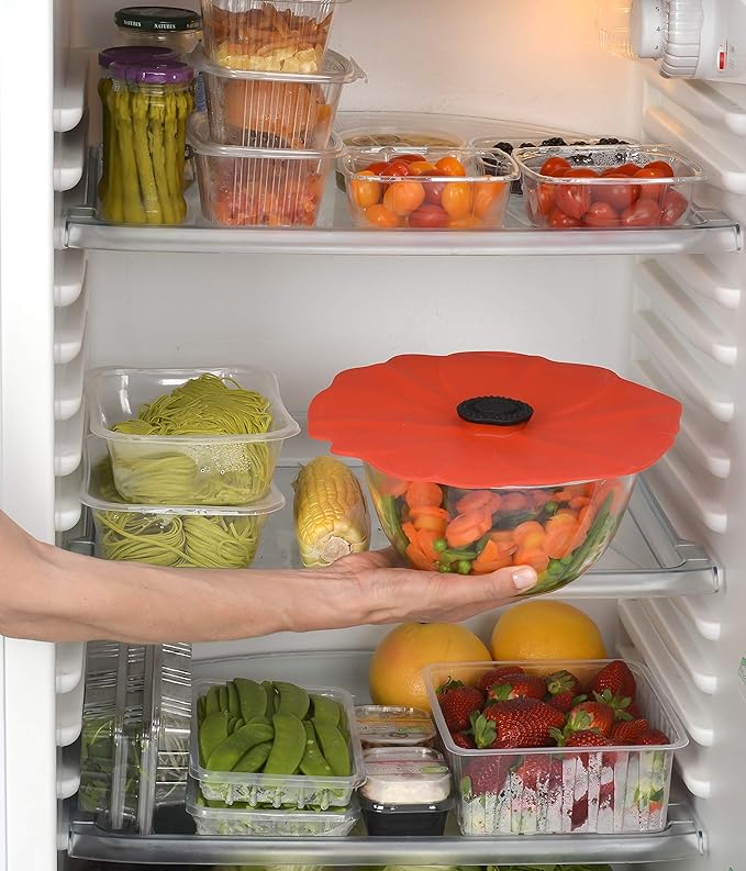 Charles Viancin - Poppy Silicone Lid for Food Storage and Cooking - Airtight Seal on Any Smooth Rim Surface - BPA-Free - Oven, Microwave, Freezer, Stovetop and Dishwasher Safe (9 Inch)