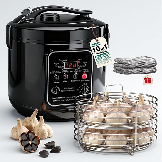 WantJoin Black Garlic Fermenter 6L - Full Automatic Intelligent Control Black Garlic Maker, 360° Even Fermented，Makes 3-4 LBS Garlic Fermenter Machine, Makes Multi Clove & Whole Clove Garlic