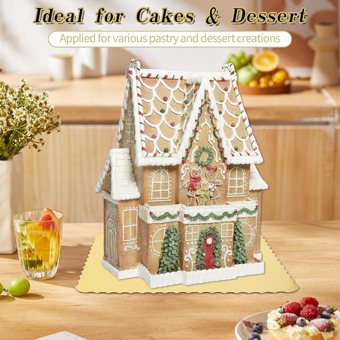 15 Pack 19 x 14 Inch Greaseproof Rectangle Cake Boards, Premium Corrugated Single Wall Cake Base Board Half Sheet Cake Board for Sheet Cake, Dessert Base, Cupcake and Cake Pizza(Gold)