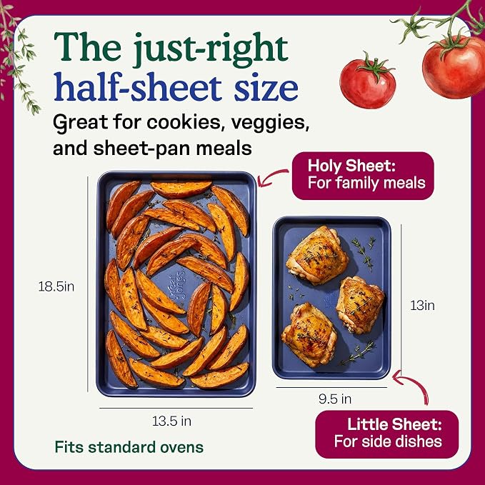 Great Jones Little Sheet (Blueberry) | Jelly Roll Pan, Quarter Sheet Pan | Aluminized Steel,13.5" x 9.5" | For Baking, Roasting, & Broiling | Premium Bakeware with Even Heat Distribution