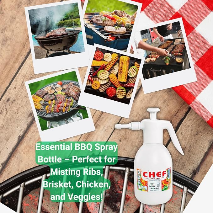 Di Martino BBQ Spray Bottle; Food Grade BPA Free Plastic; Hand Pressure Pump Sprayer for Barbecue Grills, Smokers