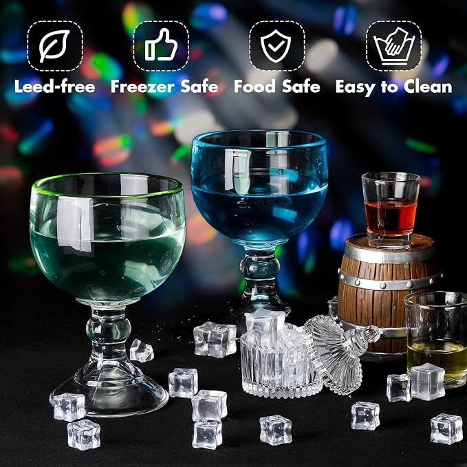 Tanlade 8 Pack 21.5 oz Margarita Schooner Glasses Bulk Extra Large Claw Shaped Shrimp Glasses Big Goblet Style Schooner for Cocktail, Coronaritas, Margaritas (Colorful)
