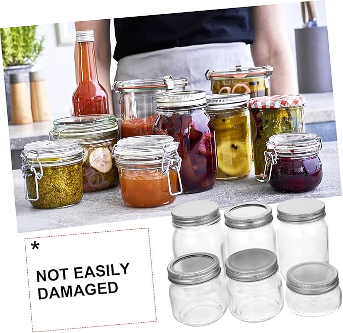 6pcs Assorted Sealing Jars with Airtight Lids Multi-functional Storage Containers for Canning Preserving and Meal Prep