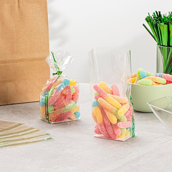Resturantware Plastic Gusset Bags 100 Count 2" x 1 1/2" x 5" Wicker Dispensing Bottom Gusset Clear Plastic Bags Heat Sealable For Sourdough Bread Cookies Pastries Rolls For Home Bakers And Bakeries