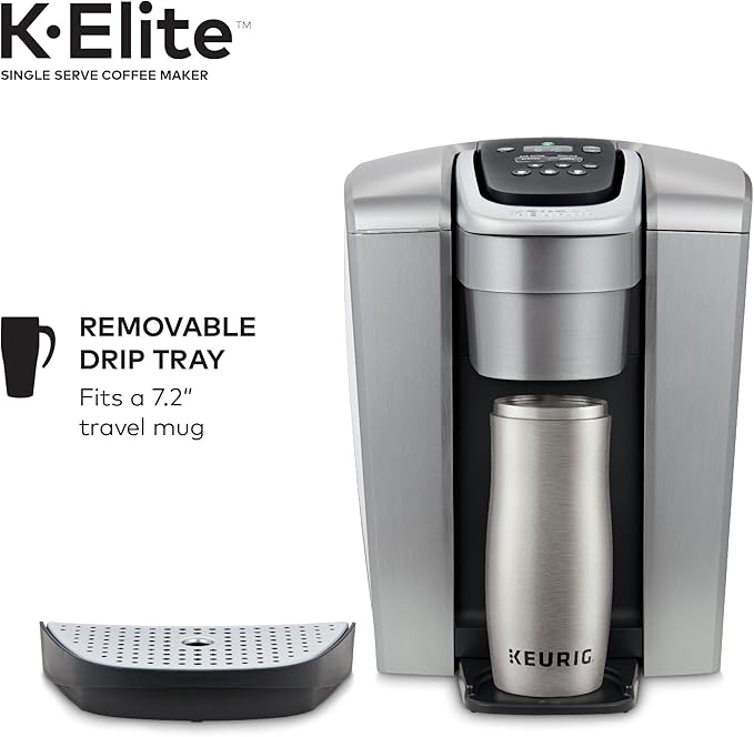 Igloo Automatic Self-Cleaning Portable Electric Countertop Ice Maker Machine with Handle, 26 Pounds in 24 Hours & Keurig K-Elite Single-Serve K-Cup Pod Coffee Maker, Brushed Silver