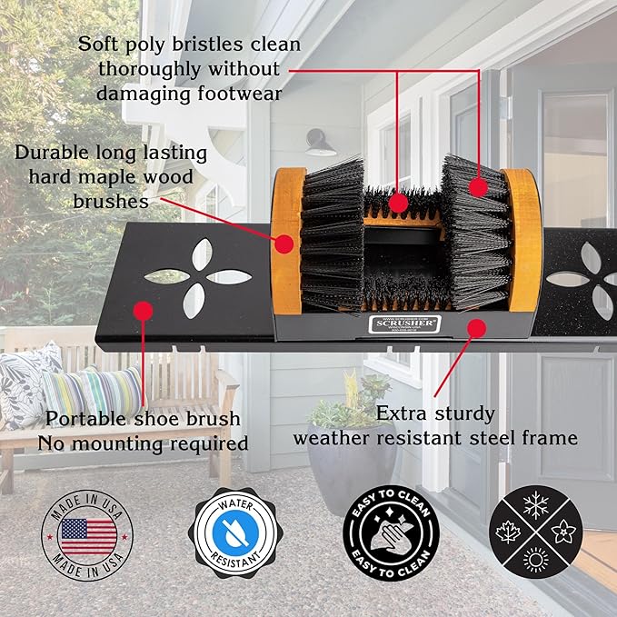 Shoe Scraper with Portable Base - Boot Scrubber with Cleaning Brushes for All Shoe Sizes