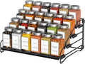 BOIVSHI 4 Tier Spice Rack for Cabinet, Spice Rack Organizer, Depth Adjustable Spice Holder for Countertop, Cupboard, Pantry, Seasoning Shelf, Metal, Black (1 Pack)