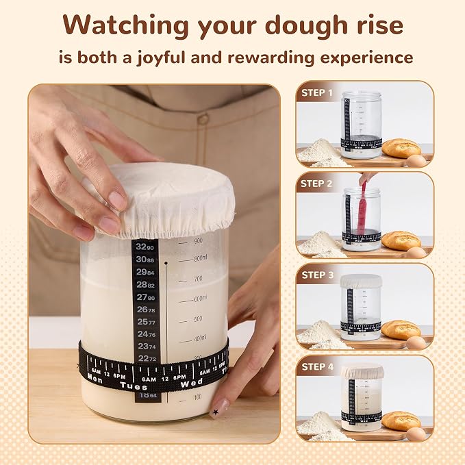 Sourdough Starter Kit, 9" Round and 10" Oval Banneton Bread Baking Supplies, Bread Making Tools Kit, Sourdough Proofing Basket, Sourdough Kit Gifts for Bakers Women Wife Mom