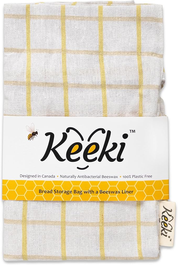 Reusable Beeswax Lined Bread Bag (Yellow) & Non-Scratch Mesh Cleaning Cloth – Bread Storage & Kitchen Cleanup Bundle – 2-Piece Set
