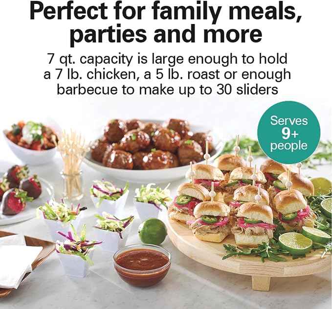 Hamilton Beach 7 Quart Stay or Go Portable Programmable Slow Cooker | 15 Cooking Options | Clip-Tight Glass Lid For Easy Travel | Dishwasher Safe Stoneware Crock | Silver