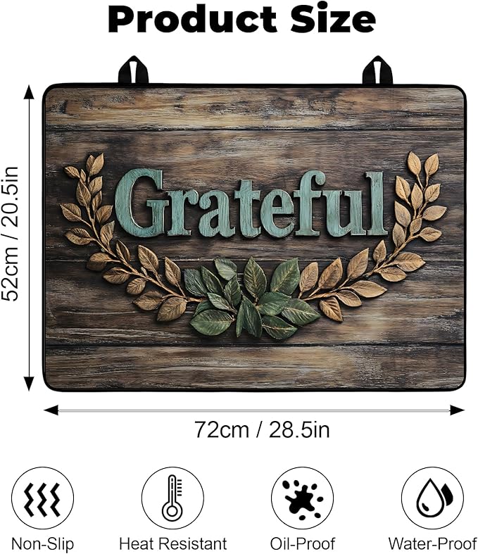 Stove Top Cover- Mat for Electric Stove Protector with Anti-Slip Rubber Coating Dish Drying Mats Scratch-Resistant (grateful, 28.5" x 20.5")