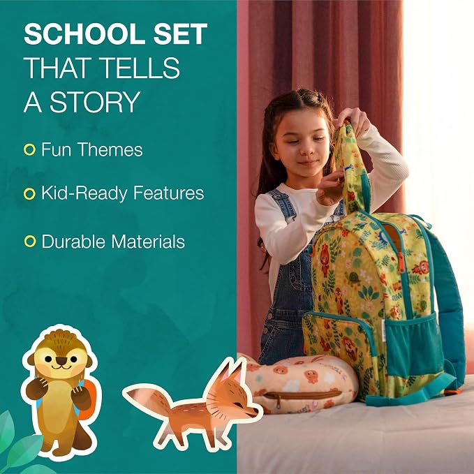 Traveler's Choice Kids JoJo the Bear's School Adventure, Jungle, Set (Backpack, Pencil Case, Lunch Box)