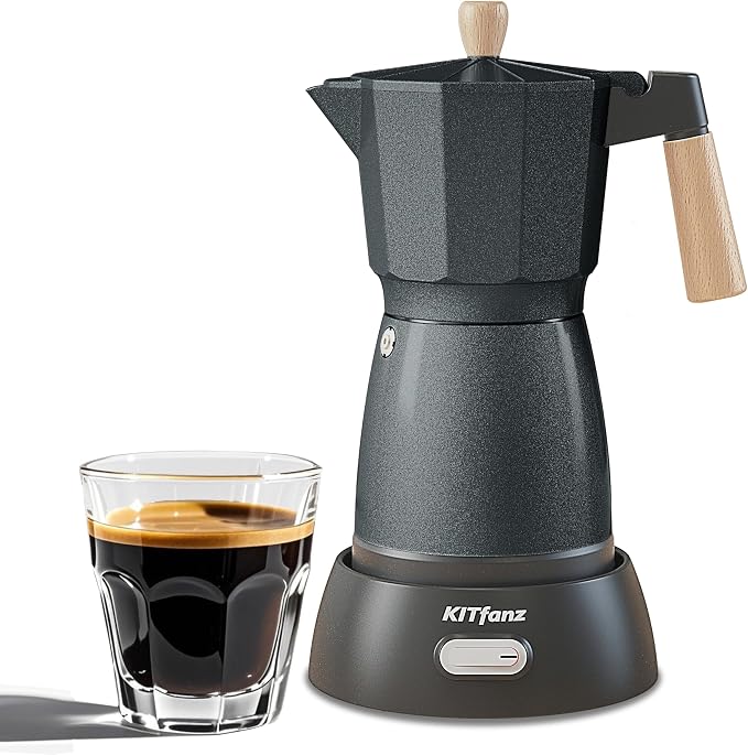 Electric Espresso Coffee Maker, Italian Coffee Pot, Electric Moka Pot, Cuban Coffee Maker, Portable Cafeteras Electricas Espresso Makers with Detachable Base 3 or 6 Cup (Bright Grey)