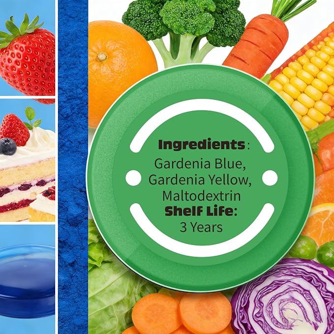 Natural Food Coloring - 12 Colors Plant Based Food Coloring Powder, FD&C & Artificial Dye Free, High Concentrated Natural Food Dye for Baking, Frosting, Fondant, Cake Decorating - 4g/0.14oz each