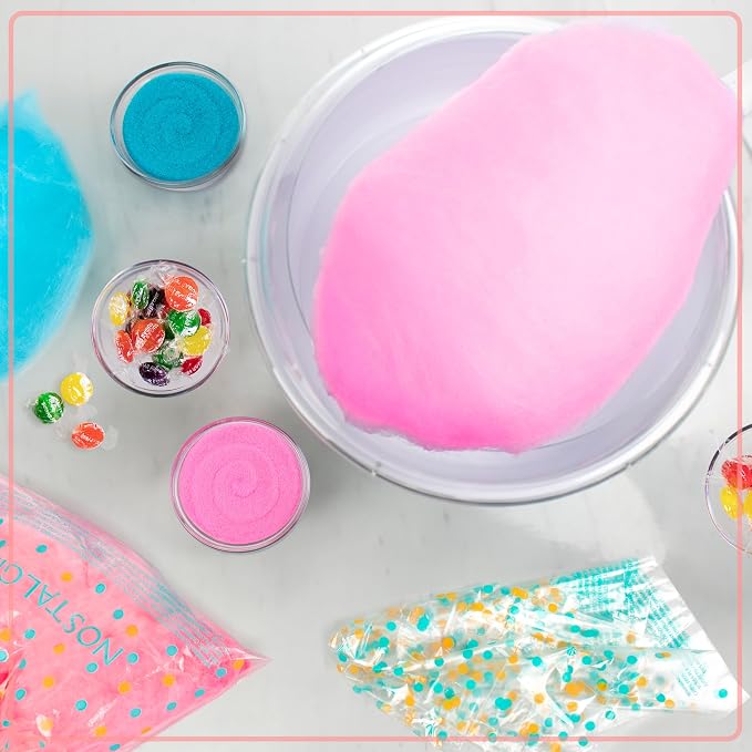 Nostalgia Cotton Candy Machine - Retro Cotton Candy Machine for Kids with 2 Reusable Cones, 1 Sugar Scoop, and 1 Extractor Head – Red