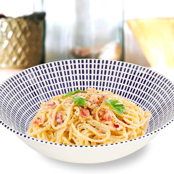 Tudor Royal Collection 12-Piece Round Dinnerware Set, Service for 4, Singapore Design, Blue Spiral, Plates Bowls Dishes, High-Gloss Premium Quality