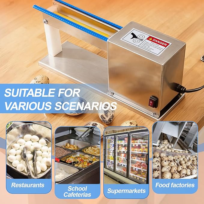Electric Quail Egg Peeler Machine for Hard Boiled Quail Eggs, Stainless Steel Automatic QuailEgg Sheller Machine for Kitchen, Restaurant & Food Prep