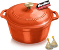 MUELLER HOME 6 Quart Enameled Cast Iron Dutch Oven for Bread Baking, Heavy-Duty Oven-Safe up to 500° F, & Across All Cooktops, House Warming Gifts New Home, Cast Iron Cookware, Gifts for Women, Orange