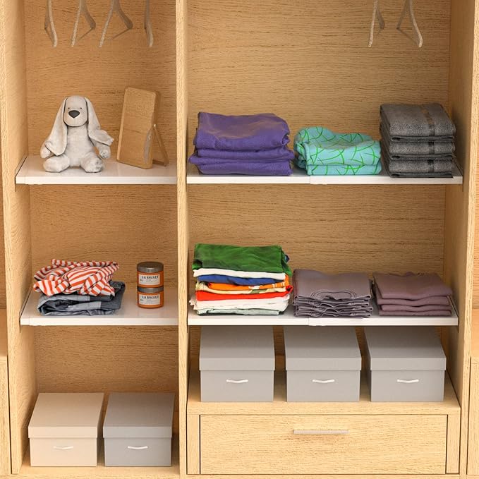 Closet Shelves Organizer 11.8''Width, Adjustable Wardrobe Shelf Organizer System, Metal Shelf for Kitchen Cabinet Wardrobe Cupboard, 2 Pack