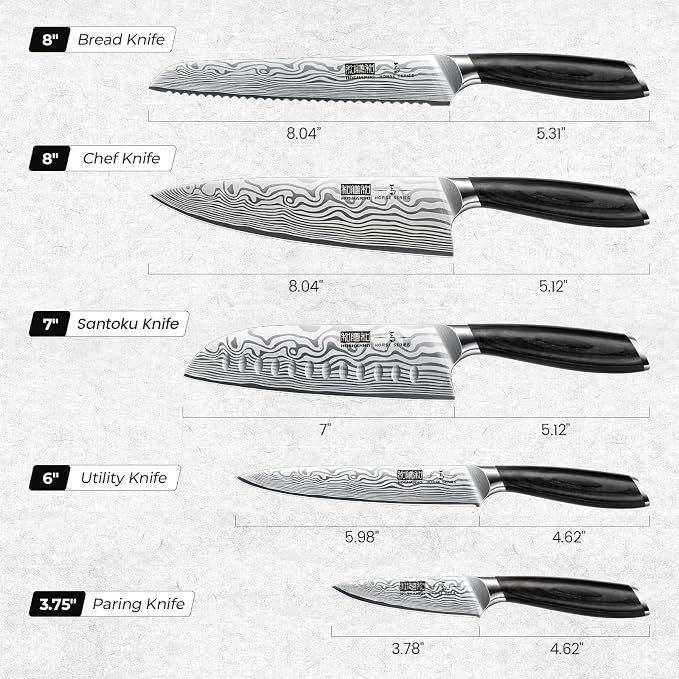 HOSHANHO Cleaver Knife 7 Inch, Razor Sharp High Carbon Powder Steel Meat Cleaver & 5 Pieces Knife Set, Professional Powder Steel Chef Knife Set, Ultra Sharp Japanese Kitchen Knives Set