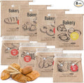 Tigeen 8 Pack Beeswax Bread Bags for Sourdough & Homemade Bread 17 x 13'' XL Reusable Organic Linen Beeswax Wraps with Sealing Zip for Fresh Food Storage Loaf Fresh Freezer Baker Gift, Bakery Style