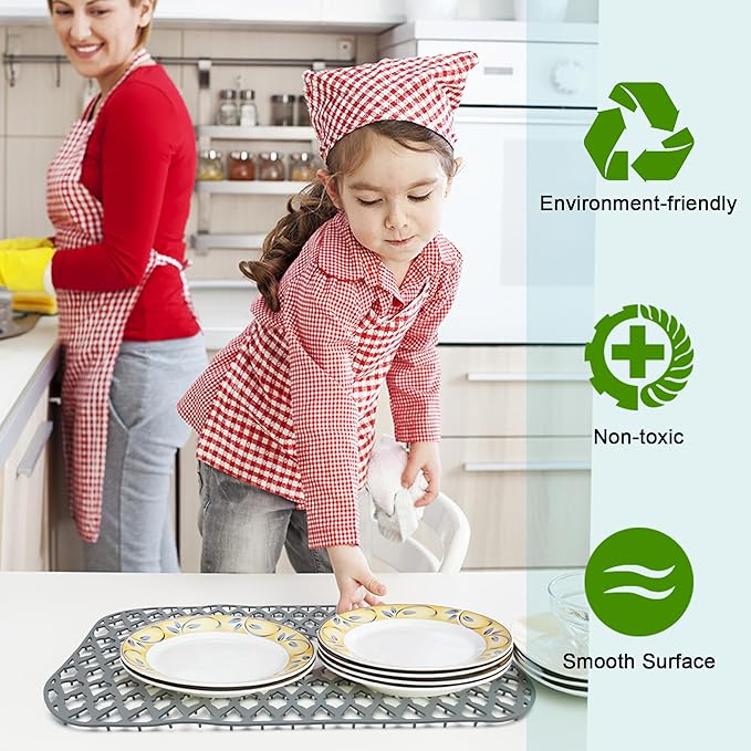 SAMSIER Silicone Sink Protectors Mats (13x11 & 14x12 & 16x12 & 18x16 & 19x14 & 21x16 & 22x13 & 25x16 & 26x14 & 28x14 & 30x16) for Bottom of Kitchen Sink (24”x13”, Center Drain)