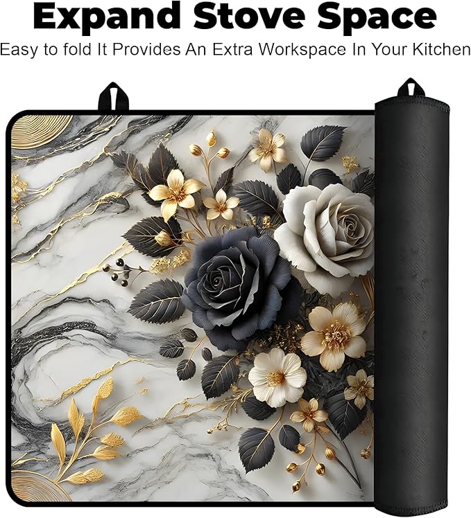 Heat-Resistant Glass Stove Top Cover with Anti-Slip Rubber Coating – 28.5x20.5 Inch Electric Stove Protector, Scratch-Resistant, Expands Counter Space, Stylish Kitchen Decor