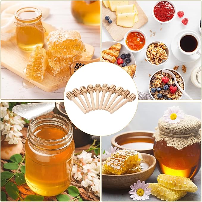 100Pcs 3 inch Honey Dipper Sticks - Wooden Honey Dipper, 3 Inch Mini Honeycomb Stick, Honey Stirrer Stick for Honey Jar Dispense Drizzle Honey and Wedding Party Present