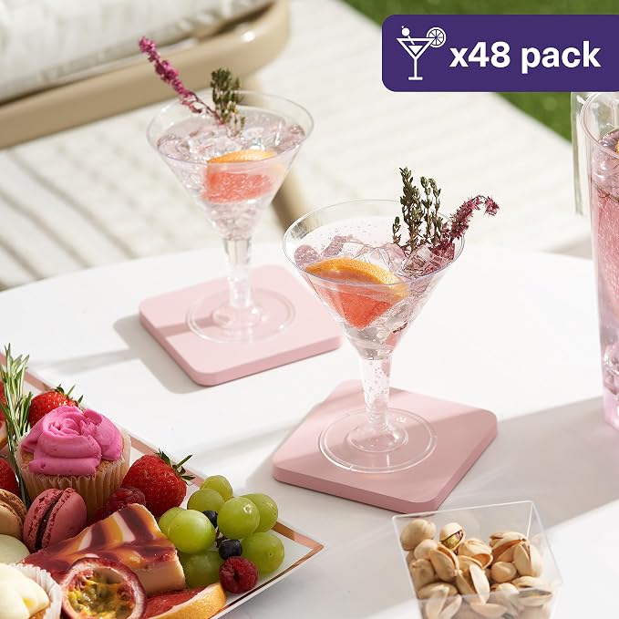 MATANA 96 Premium Plastic Martini Cocktail Glasses, 7 Oz - Elegant, Sturdy & Reusable - Manhattan, Margarita, Cosmopolitan, Desserts - Weddings, Birthdays, Christmas, Garden Parties