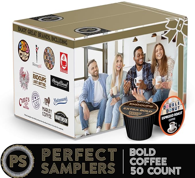 Perfect Samplers Dark Roast and Flavors Single Serve Coffee Pods for Keurig K Cup Machines, Bold Lover's Select, 50 Count
