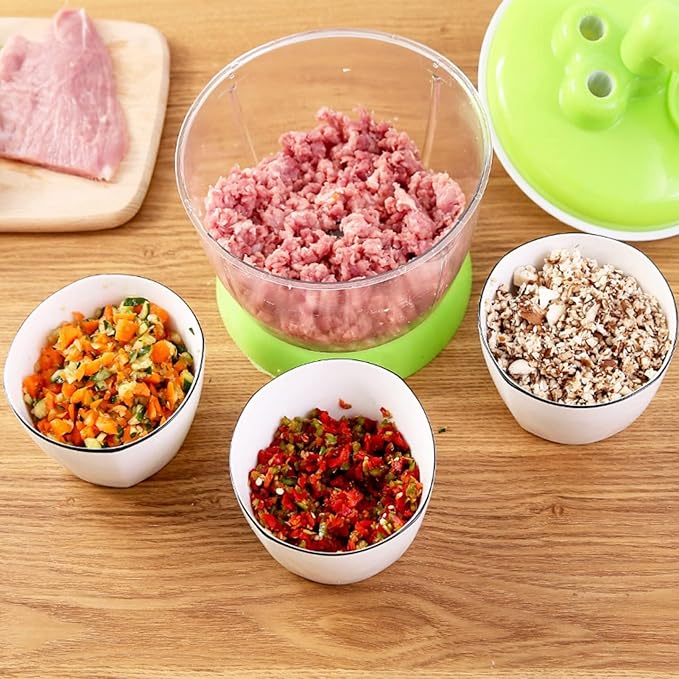 Manual Vegetable Grinder Manual Food Chopper PP Stainless Steel Food Grade Portable Food Vegetable Grinder Hand Crank Vegetable Chopper for Kitchen Restaurant(Green)