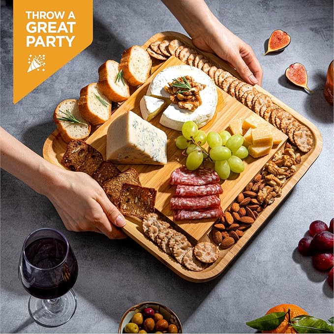Personalized Charcuterie Board Gift Set - Custom Engraved Bamboo Cheese Board with Knife Set, Monogrammed Serving Platter for Wedding, Anniversary, House Warming Gifts New Home, Birthday, Mothers Day