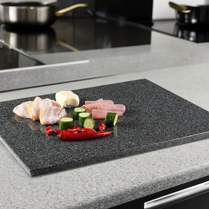Koville Natural Granite Cutting Board for Kitchen, 16x20inch Extra Large Hand Crafted Stone Slab for Cheese, Charcuterie, Pastry Board - Wedding Gift, House Warming Gift