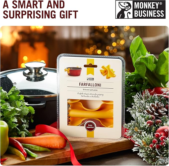 Monkey Business Farfalloni-Shaped Pot Holders – Mini Silicone Pinch Mitts | Fun Silicone Pot Gripper & Kitchen Gadget | Quirky Pasta-Inspired Kitchen Gadgets Collection