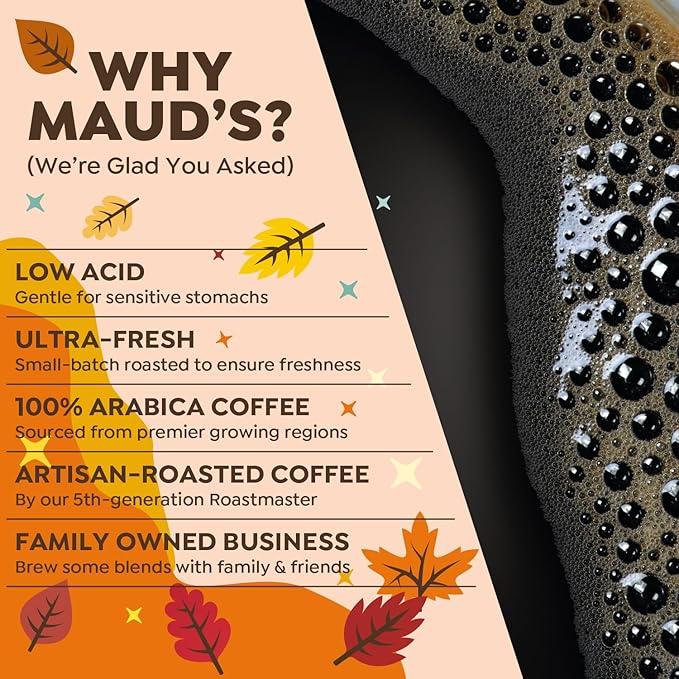 Maud's Fall Flavored Coffee Pods Variety Pack, 42ct, 6 Assorted Flavors, Medium Roast Coffee in Single Serve Pods – 100% Arabica Beans, Compatible with Keurig K Cups Maker
