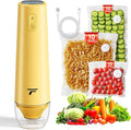 Vacuum sealer for food, Chef’s Design to Preserve Freshness, Compact Handheld Vacuum Sealer with 30 Reusable Bags, Professional-Grade for Food Storage Savers, Mustard