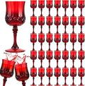 Pinkunn 50 Pcs 7 oz Plastic Vintage Wine Glasses Reusable Colored Goblets Patterned Drinking Water Glasses Cup Dishwasher Safe for Mother's Day Wedding Reception Party Supplies (Red)