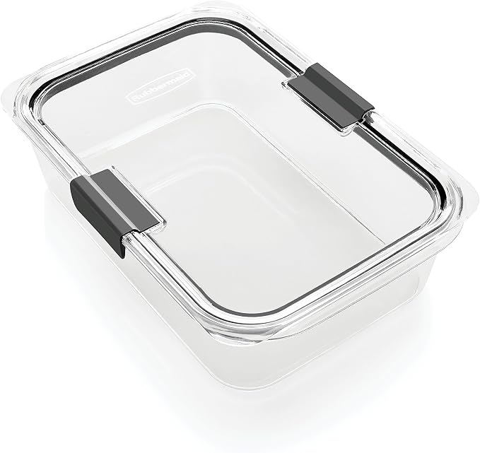 Rubbermaid Brilliance Glass Storage 3.2-Cup Food Containers with Lids, BPA Free and Leak Proof, Medium, Clear, Pack of 4 & Brilliance Food Storage Container, Large, 9.6 Cup, Clear 2024351