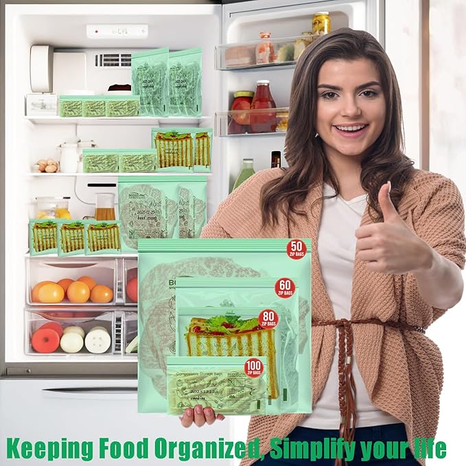 BEIDOU-PAC Compostable Snack Storage Zip Bags, 300 Count | 2 Mil | 6.5 IN x 3.25 IN, Freshness Easy Open Biodegradable Eco-Friendly Reclosable Compost zipper Bags for Food On the Go