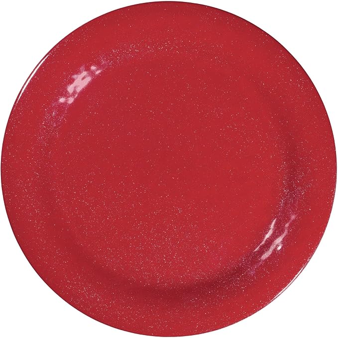 UPware 12 Piece Twinkle Dust Melamine Dinnerware Sets, Outdoor Dishes Set, Plates and Bowls Sets, Christmas Decorations, Service for 4, Red