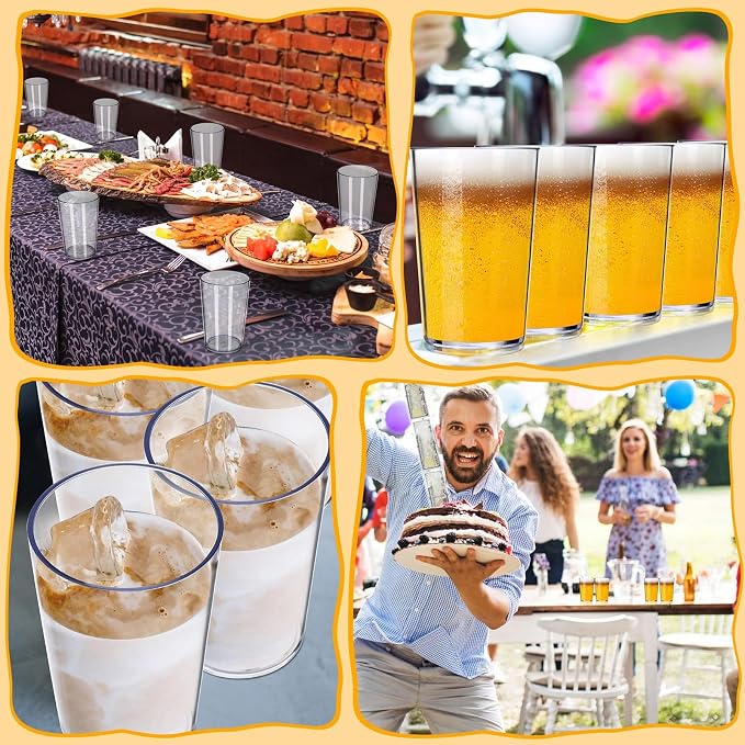 Meanplan 48 Pack Plastic Reusable Drinking Glasses Restaurant Grade 8 oz Plastic Cups Unbreakable Stackable Drink Tumblers Water Cup for Kitchen Cafe Wedding Birthday Party Supplies (Frosted)